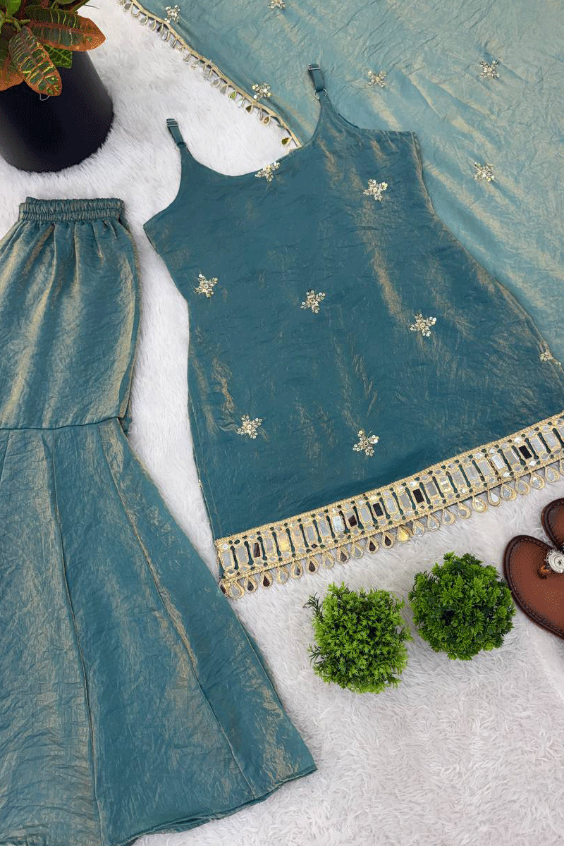 premium mirror work sharara set