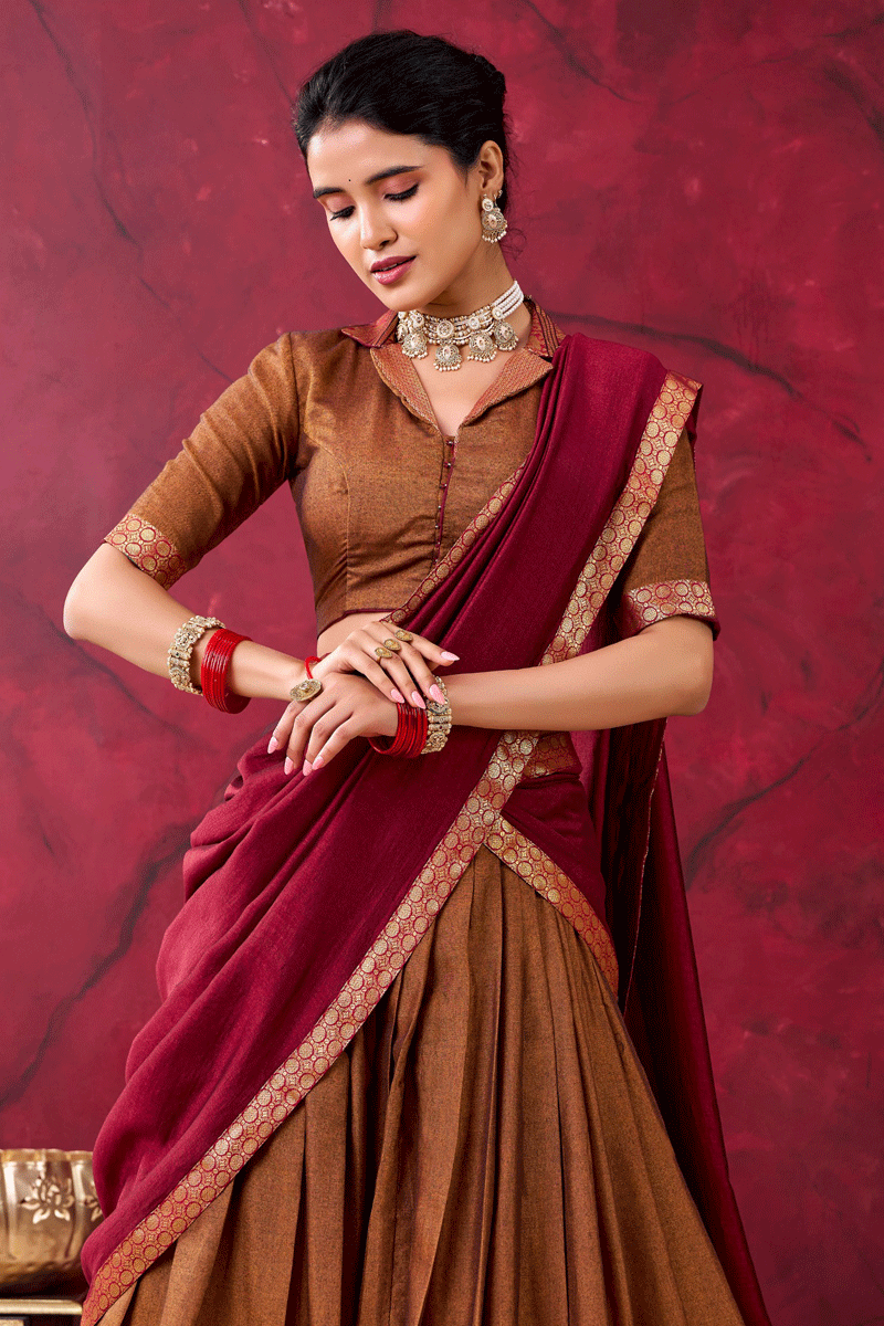 traditional pattu half saree for women