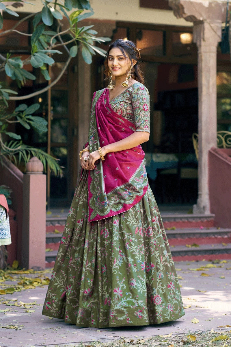 printed half saree for pongal festival