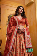 printed silk lehenga for women