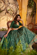 printed tasar silk lehenga for women
