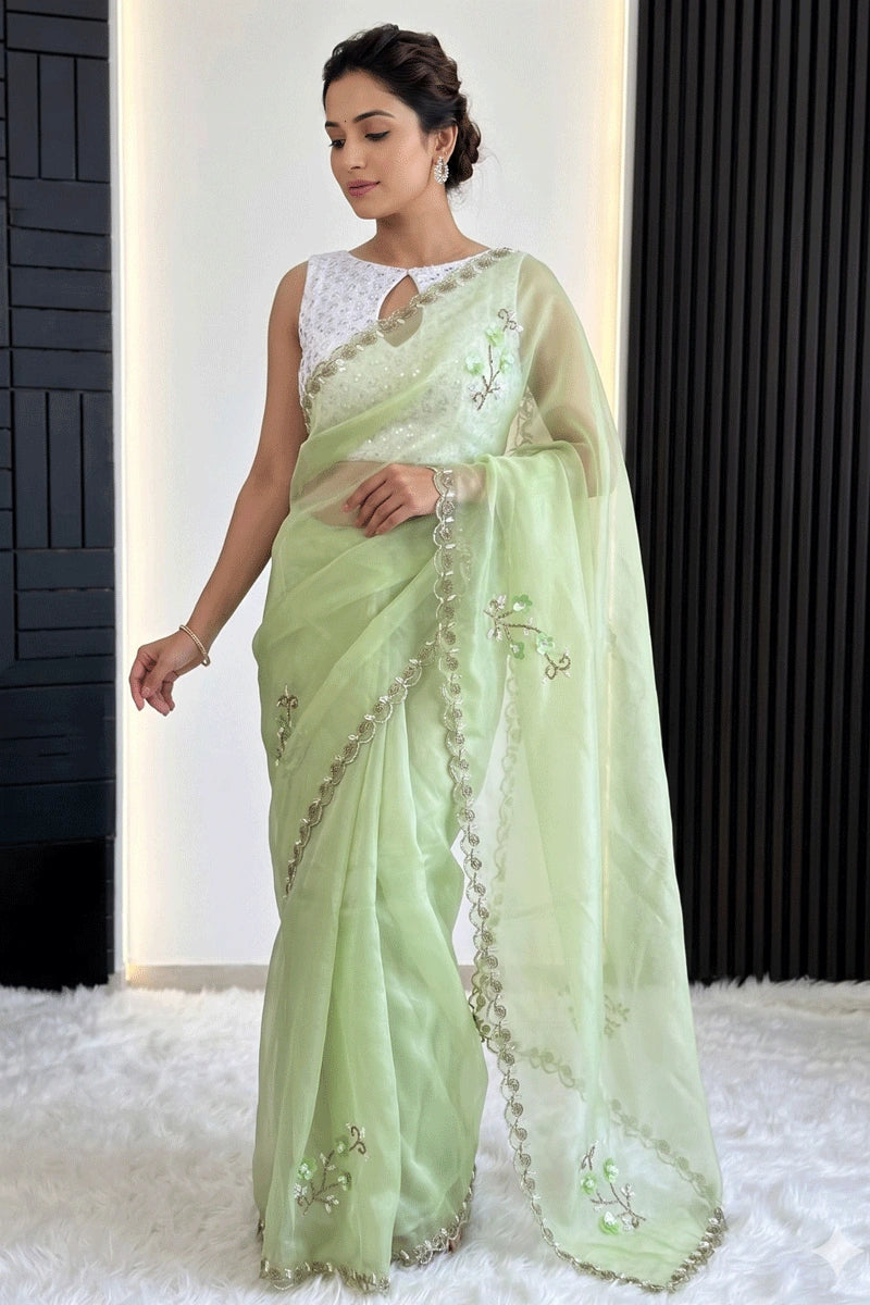 pure organza silk saree for reception