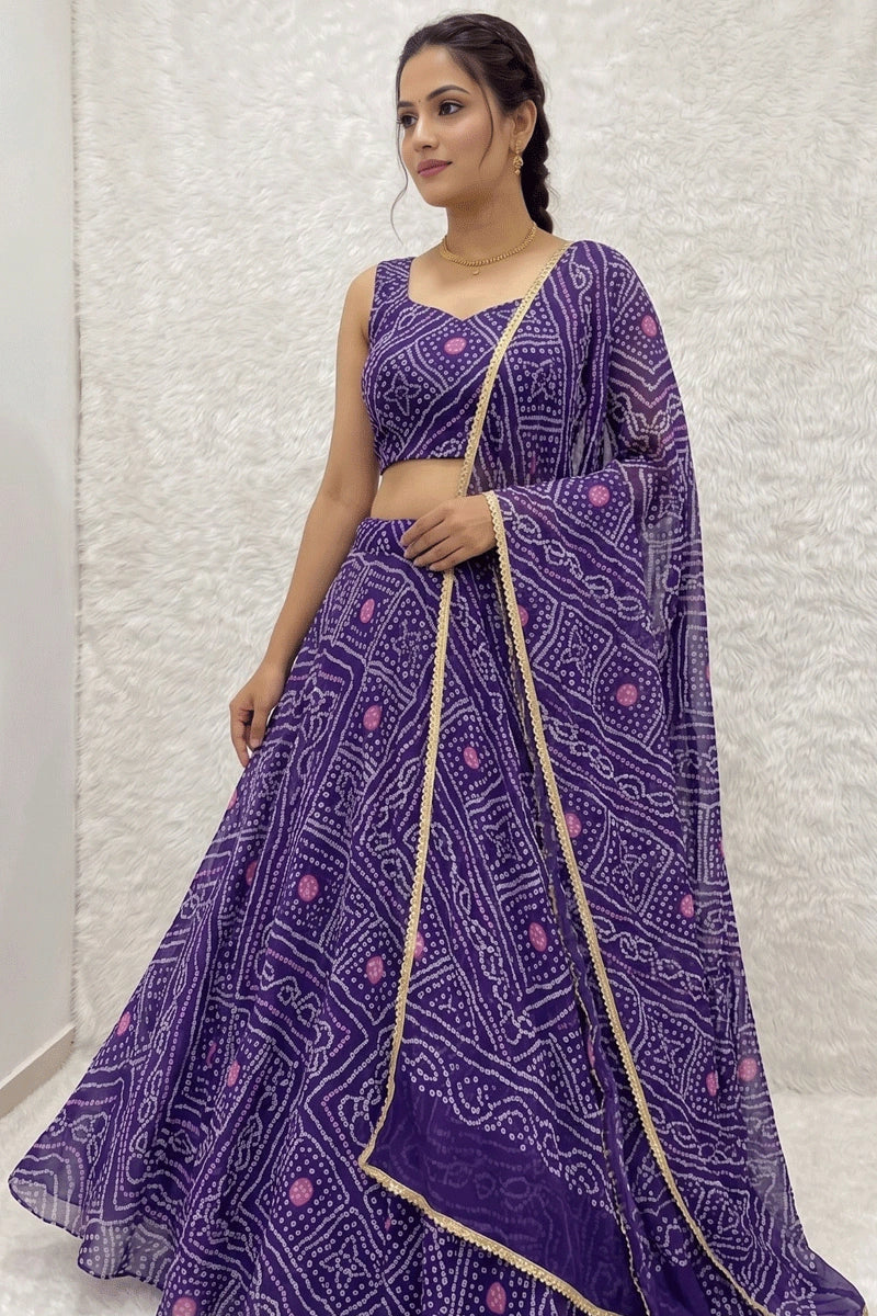 purple bandhani lehenga choli