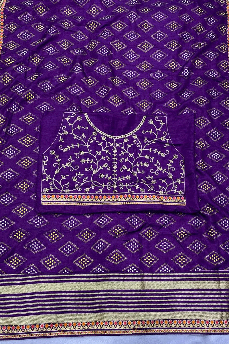 purple bandhani saree for wedding