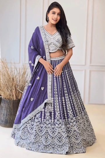 Light Purple Heavy Lehenga For Engagement Bridal