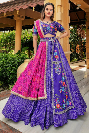 purple choli with pink dupatta for women