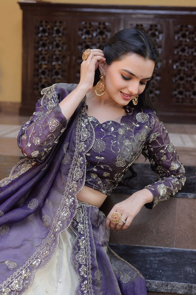 purple color lehenga choli
