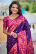 purple color paithani saree for wedding function