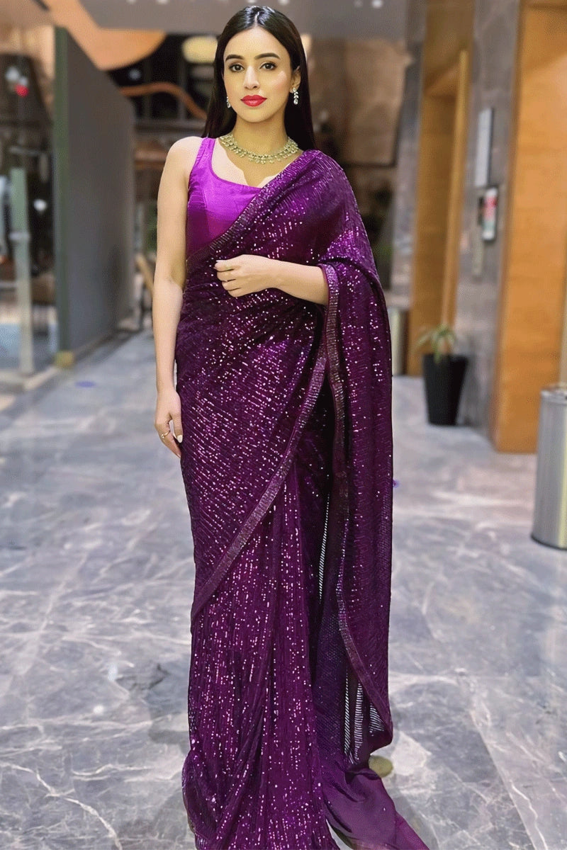 purple colour saree 