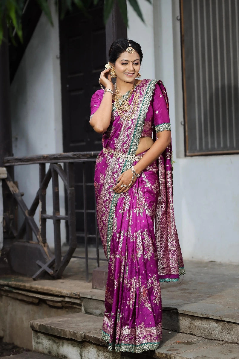 purple colour saree for marriage function