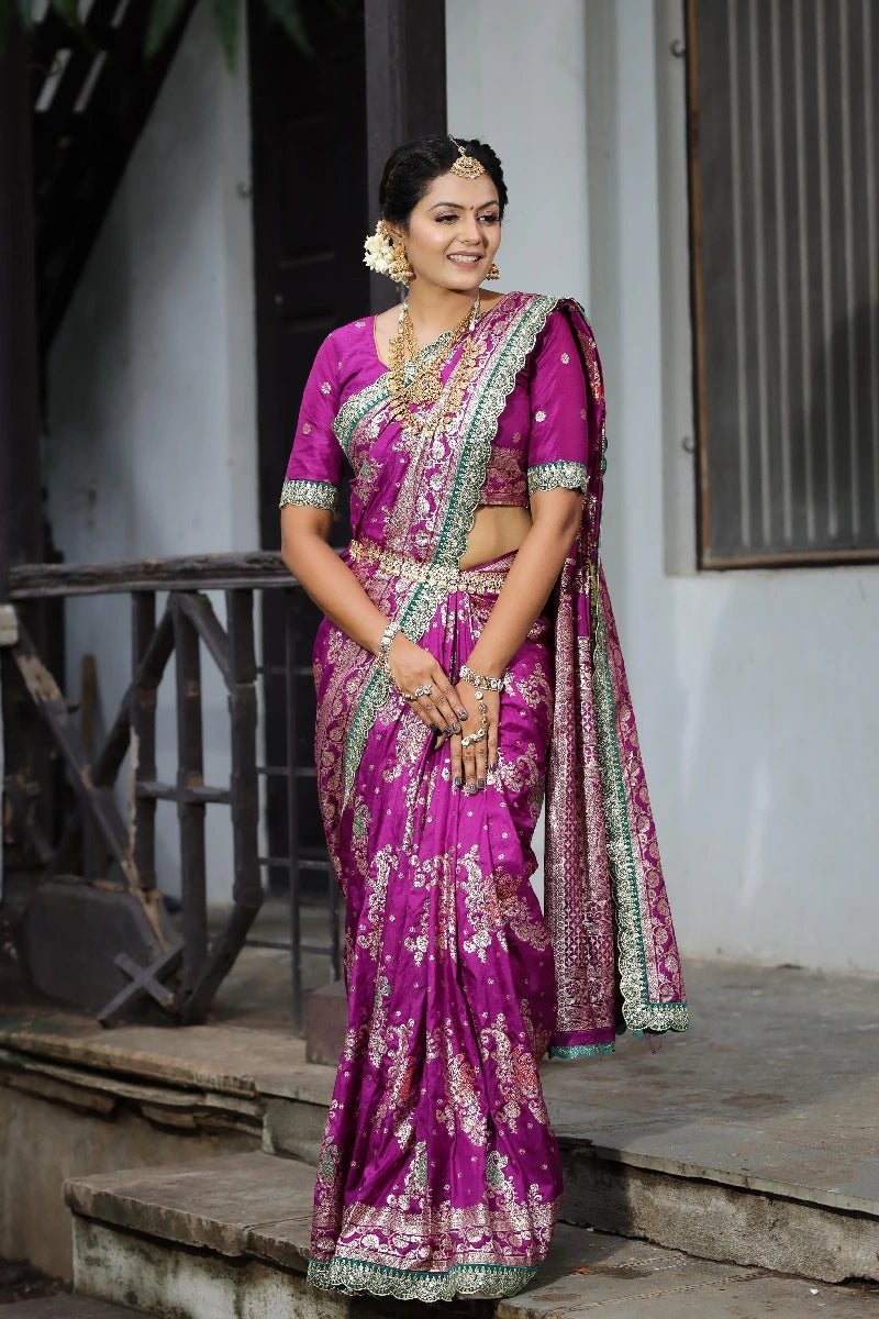 purple colour saree for marriage function