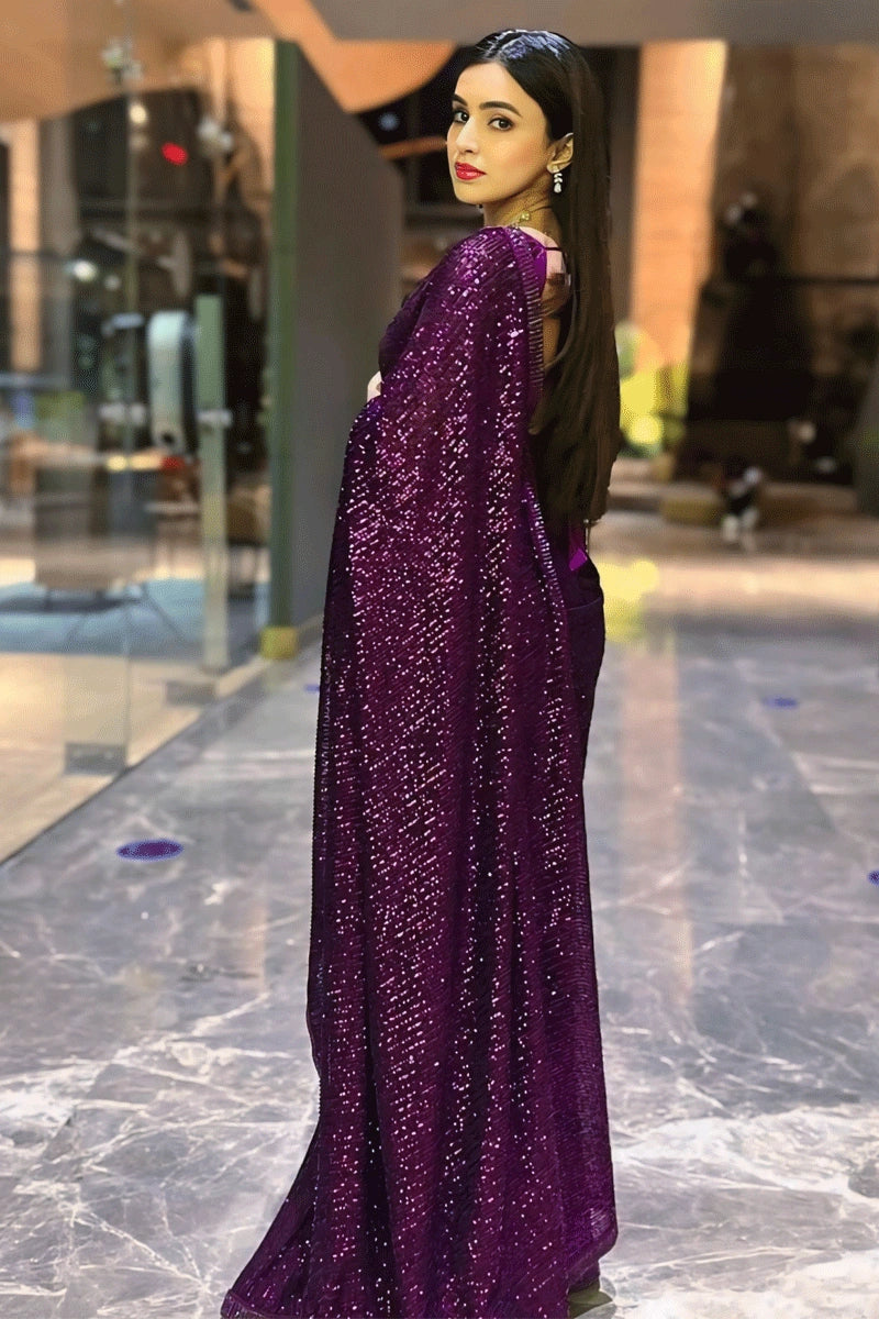 purple colour saree 