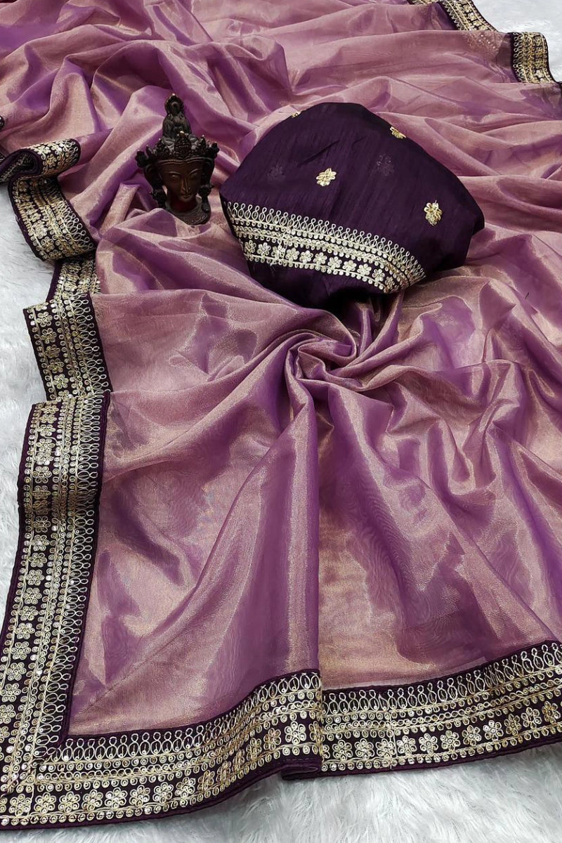 purple colour saree for wedding function