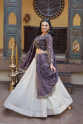 purple embroidered lehenga for women