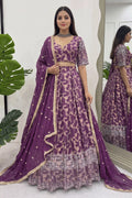 purple jacquard silk lehenga choli