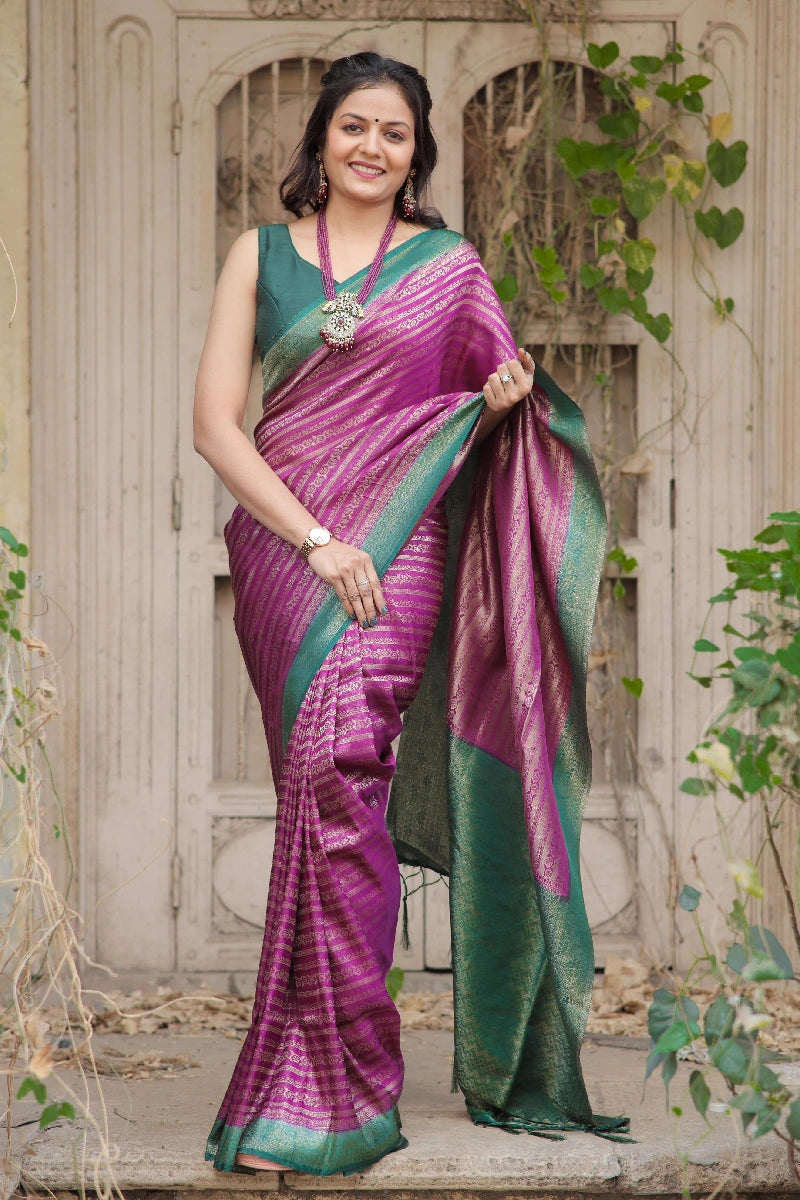 purple lining designer saree for wedding