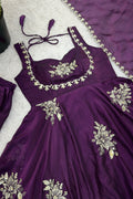purple party wear anarkali