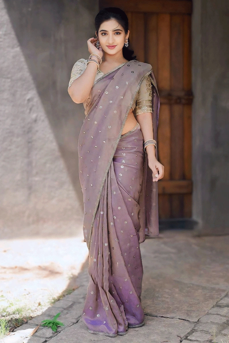 purple saree for wedding function