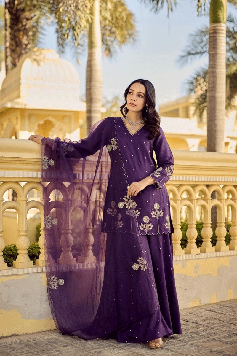 purple sharara for women