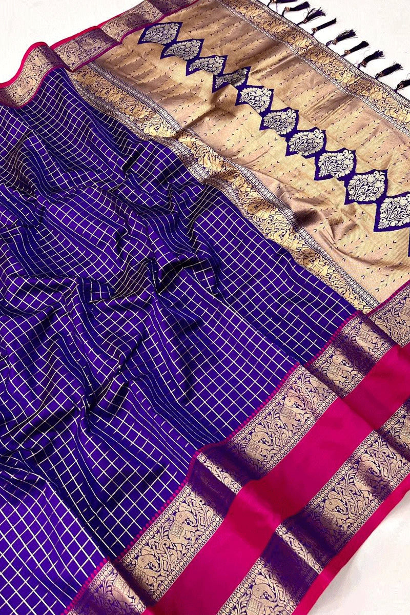 purple silk saree for reception