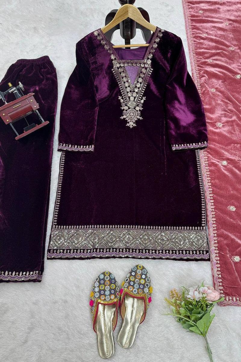 purple velvet suit for lohri festival