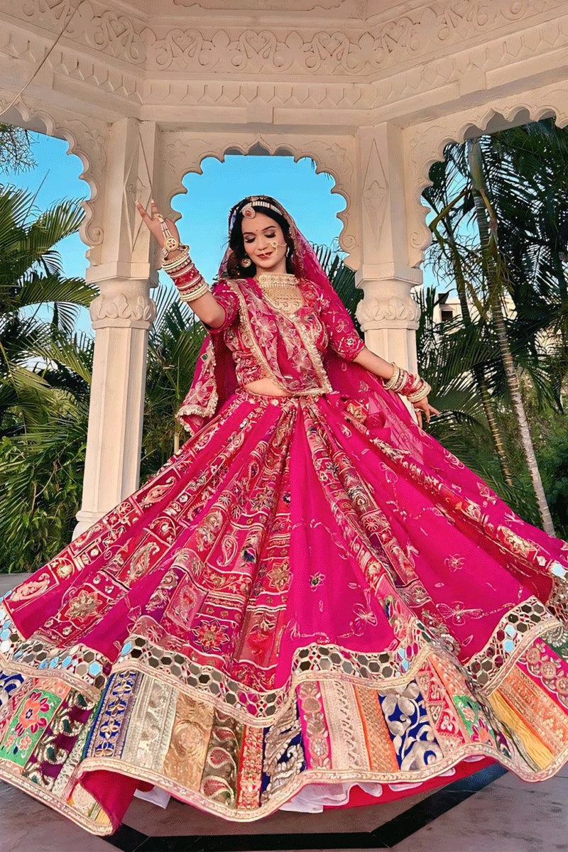 rajashthani style pink lehenga choli for garba