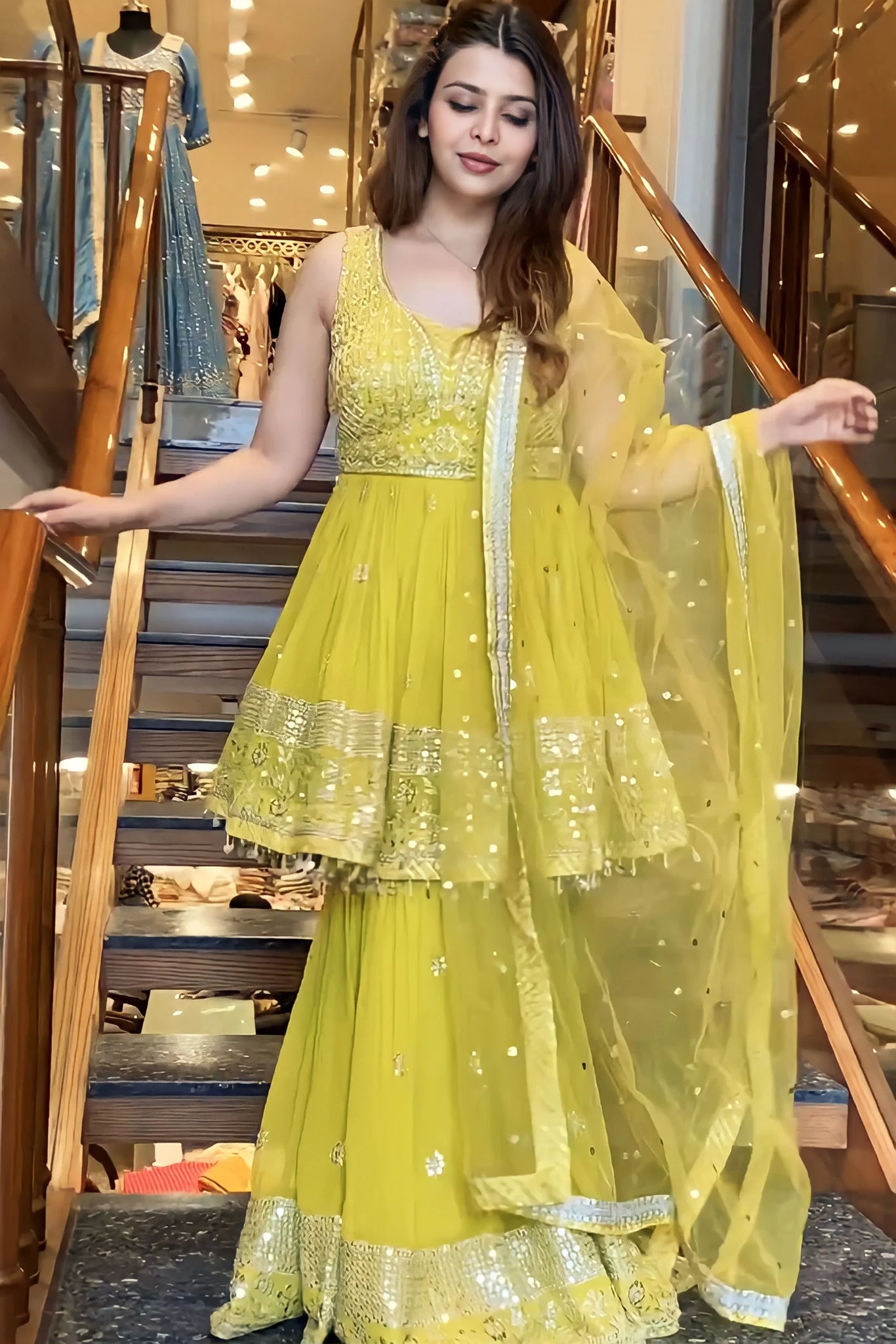 lemon yellow colour dress Lemon Yellow Sharara Suit With Price For Raksha Bandhan