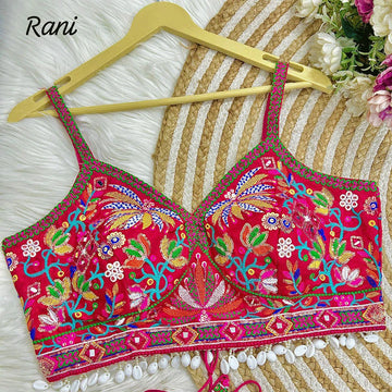 rani pink colour gamthi work blouse