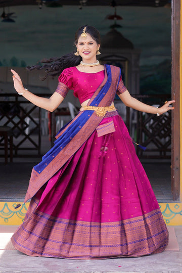 rani pink half saree for pongal