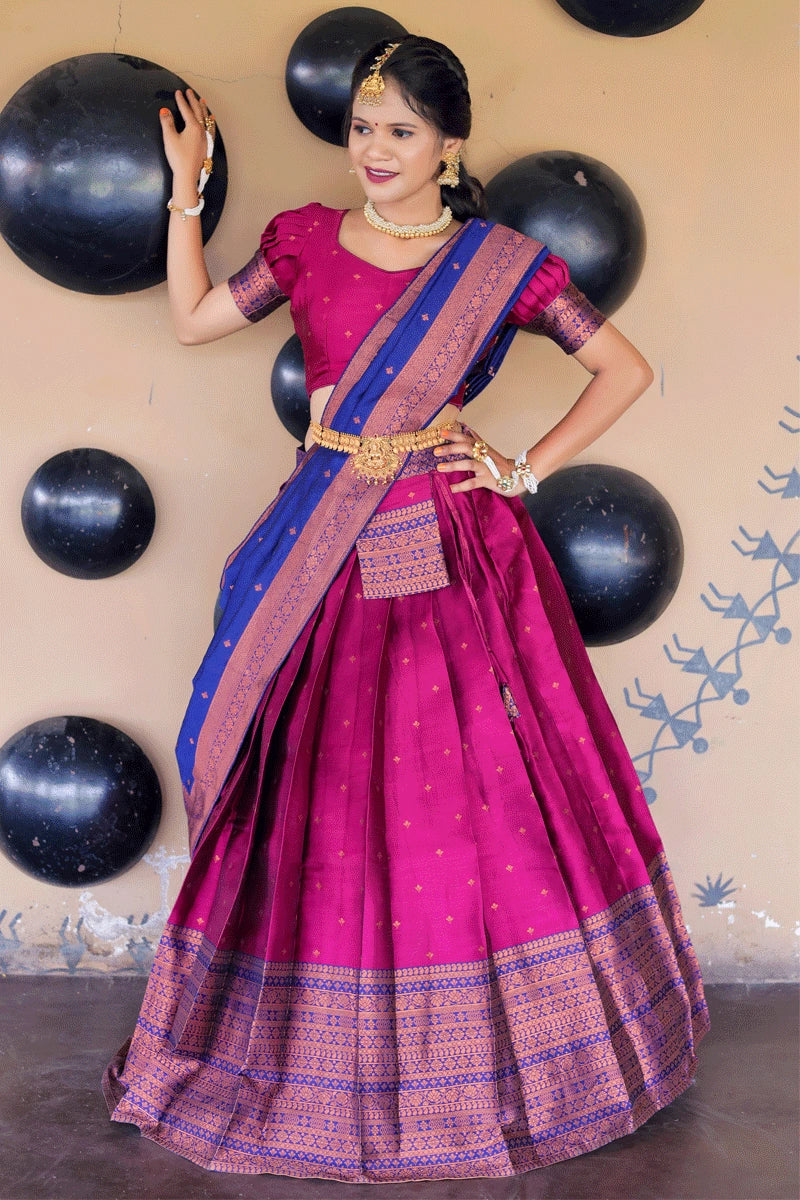 rani pink half saree for pongal