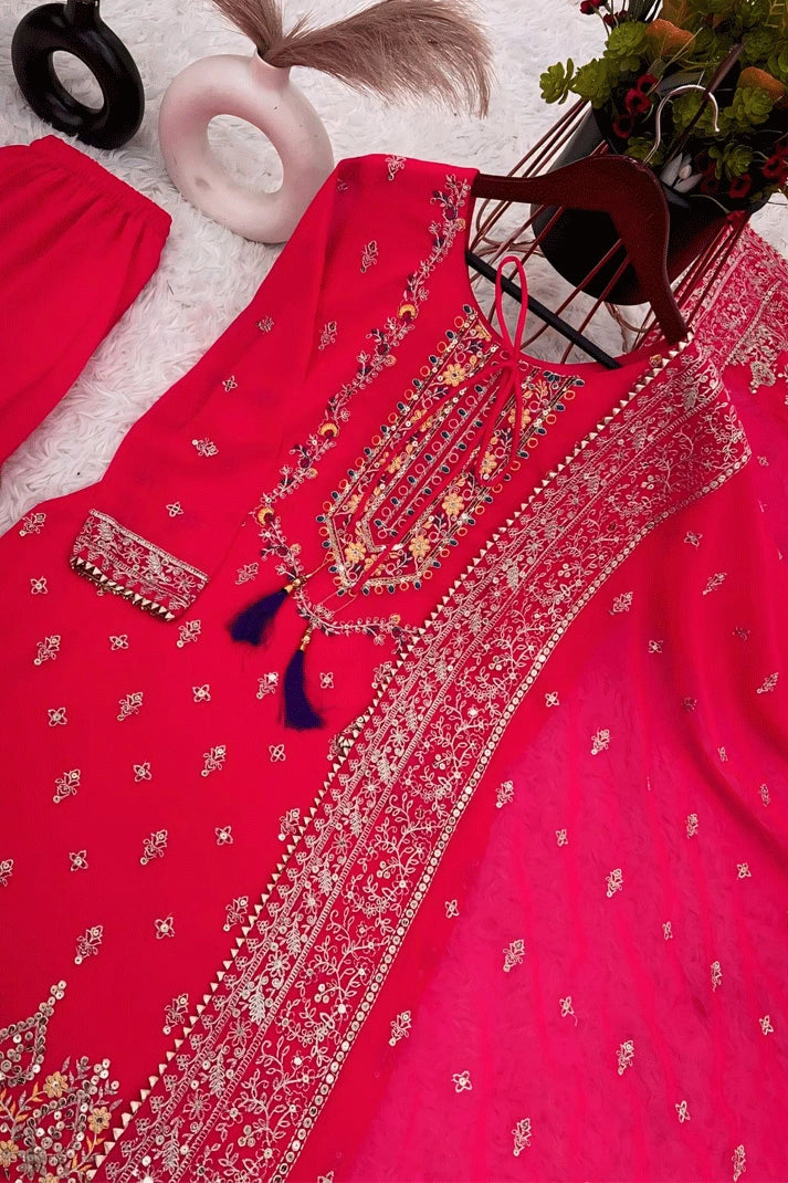 rani pink sharara shuit with dupatta