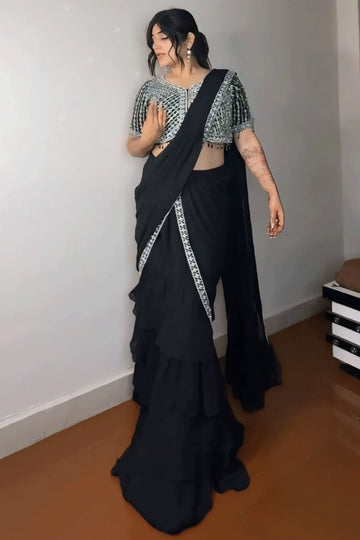 ready to wear black saree