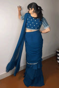 ready to wear blue saree