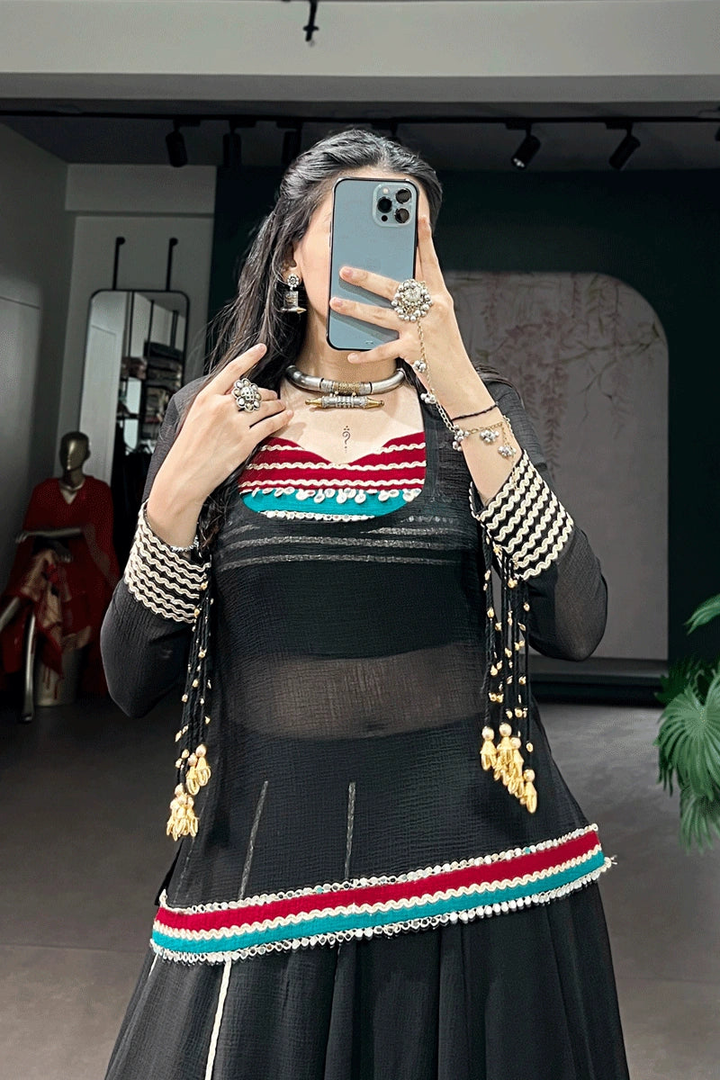 designer ready to wear navratri special lehenga choli with top