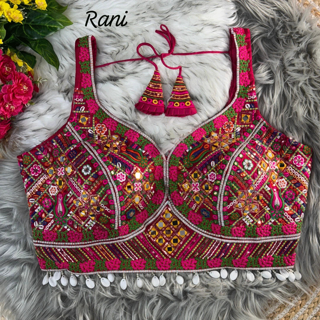 ready to wear rani pink gamthi work blouse for garba