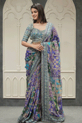 real mirror work saree for women