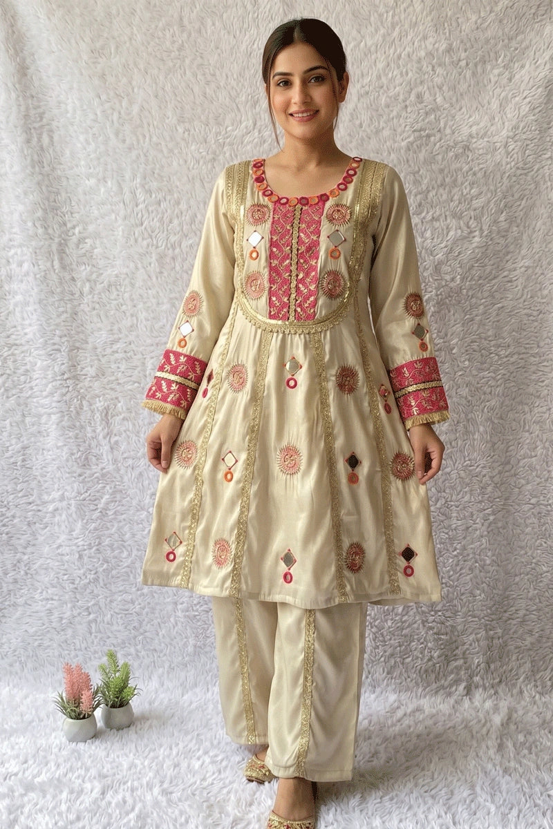 real mirror work top palazzo set