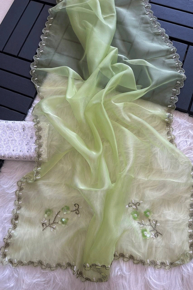 reception party wear organza saree