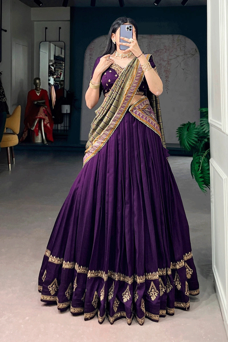 reception wear purple lehenga choli for girls