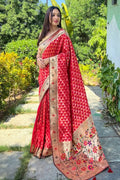 red paithani saree for karva chauth