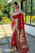 red paithani saree for karva chauth