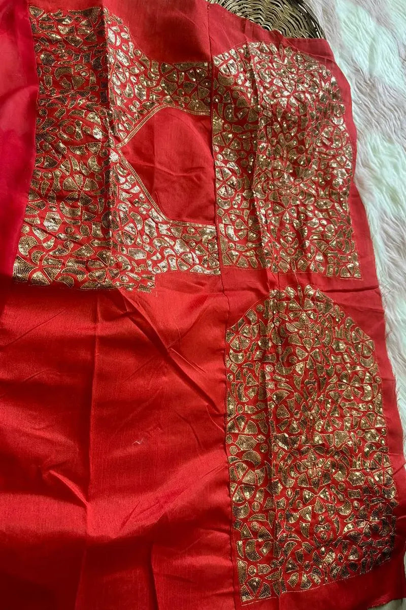 red saree blouse design for karva chauth