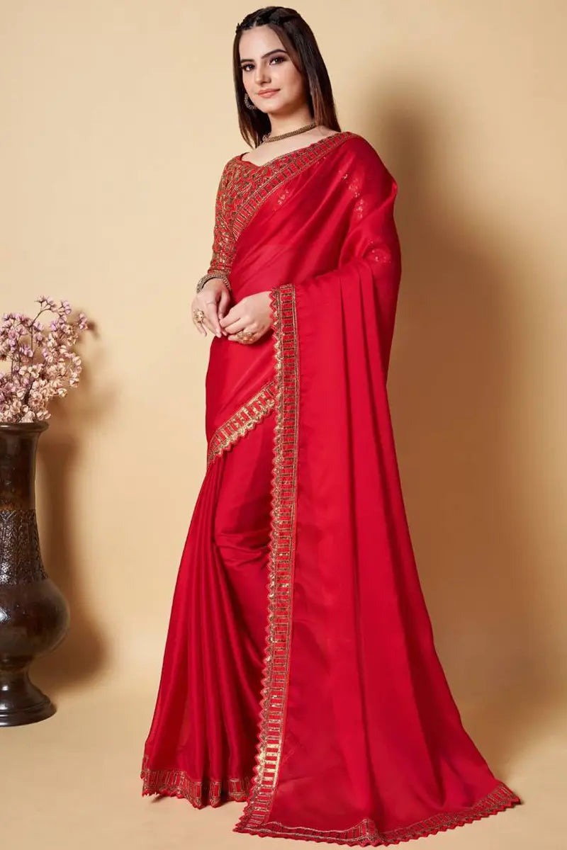 red saree for karva chauth