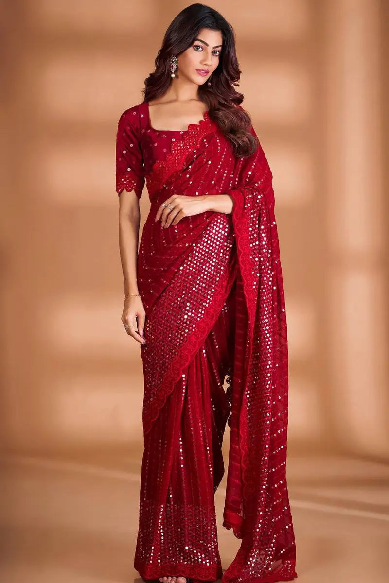 red saree for karva chauth