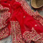 red saree for karwa chauth