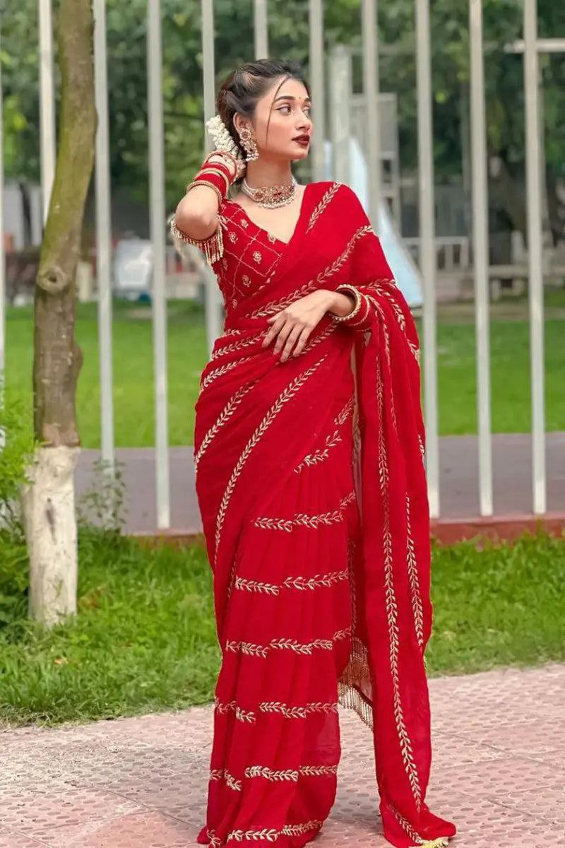 red saree karva chauth 2023