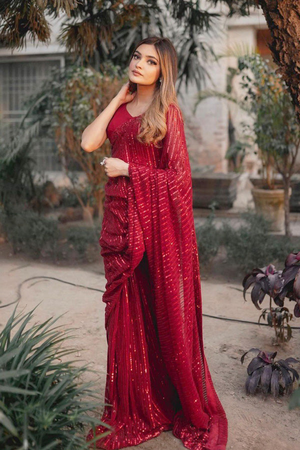 red saree look for girl