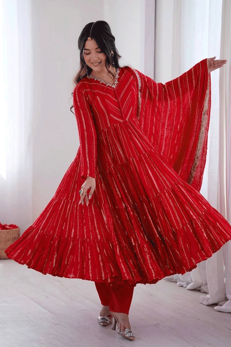 red anarkali dress for karwa chauth