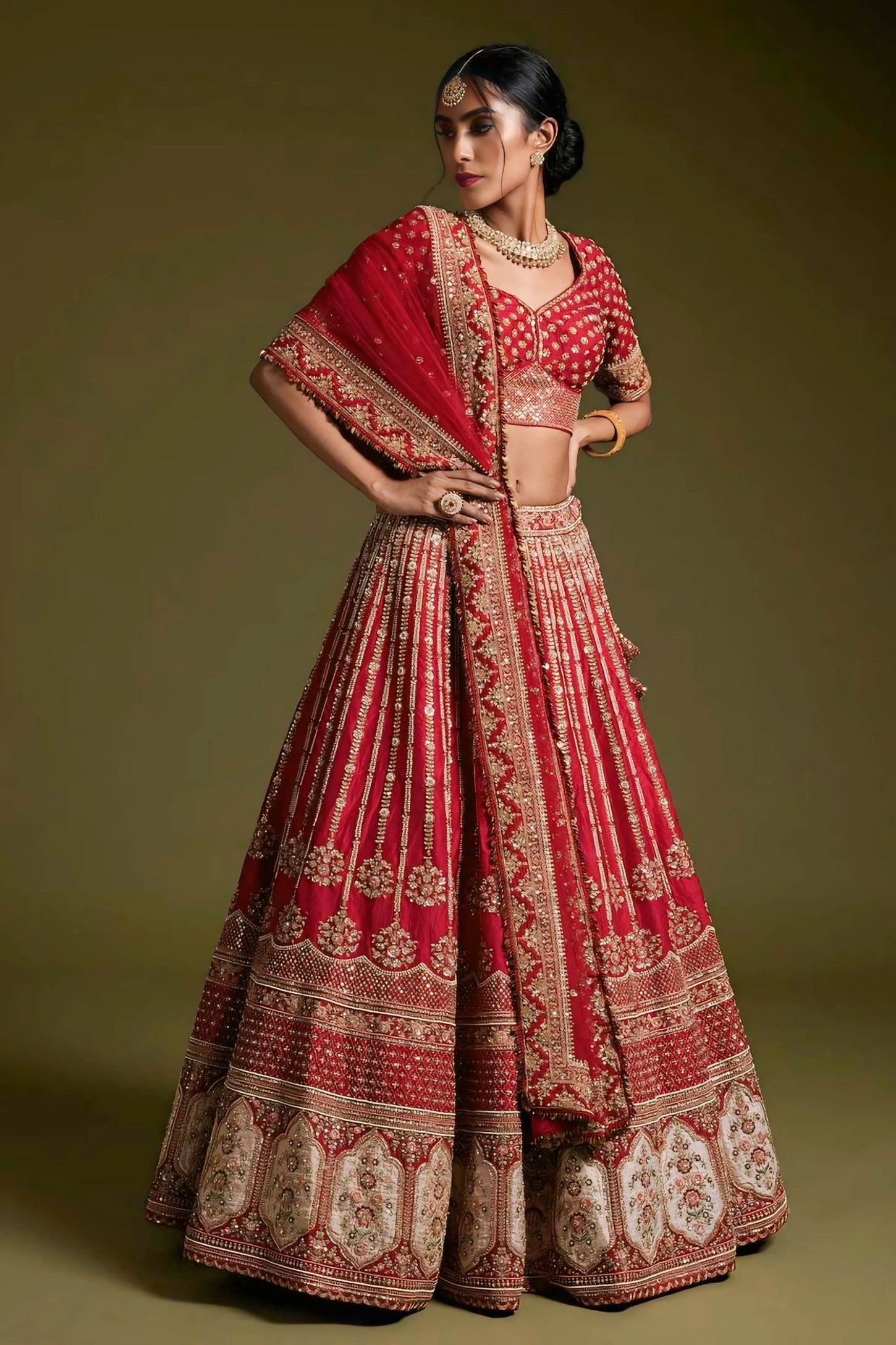 red bridal lehenga for wedding