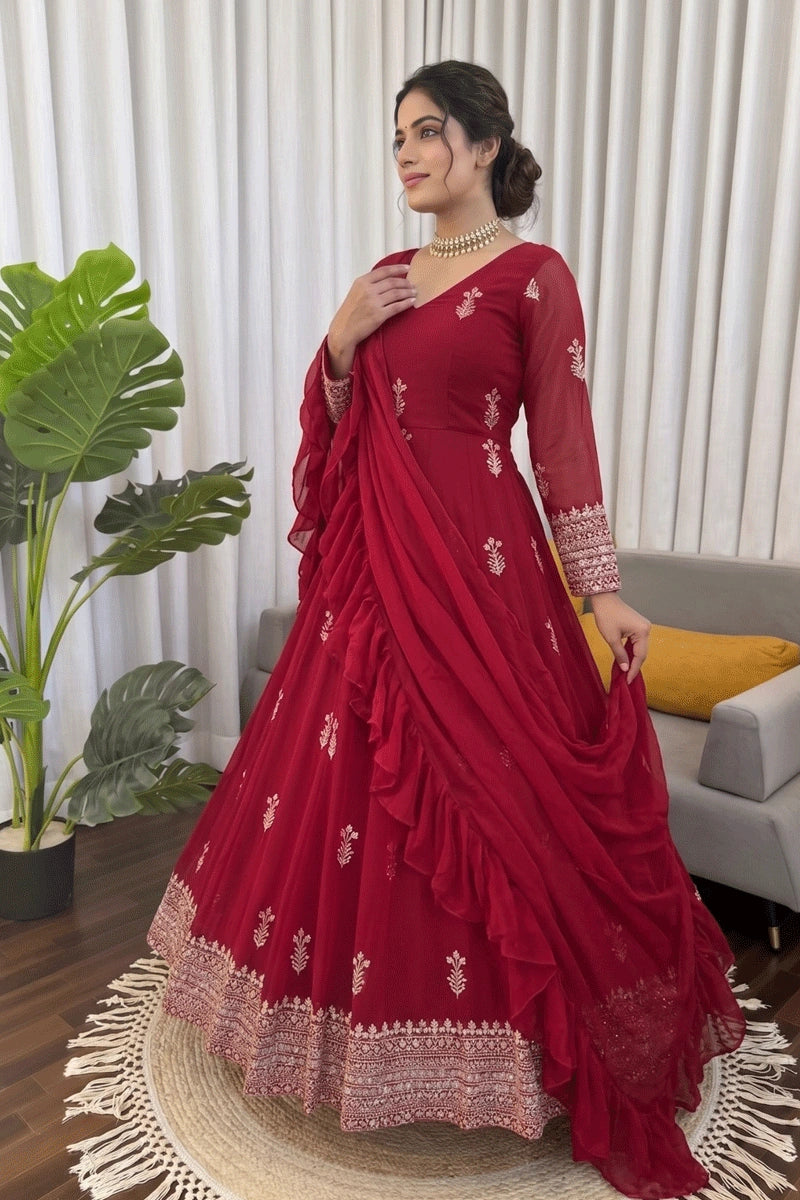 karwa chauth special red anarkali suit
